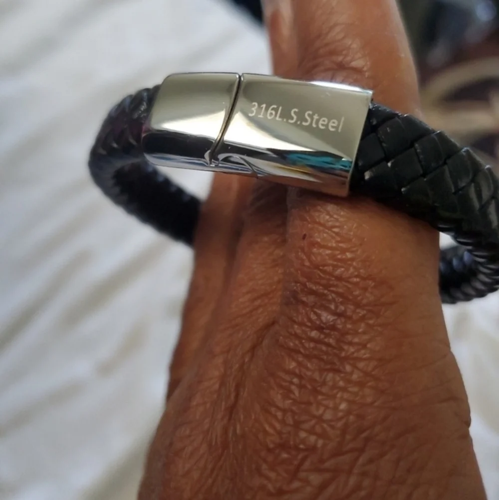 Genuine Leather Tiger's Eye Stainless Steel Panther Bracelet